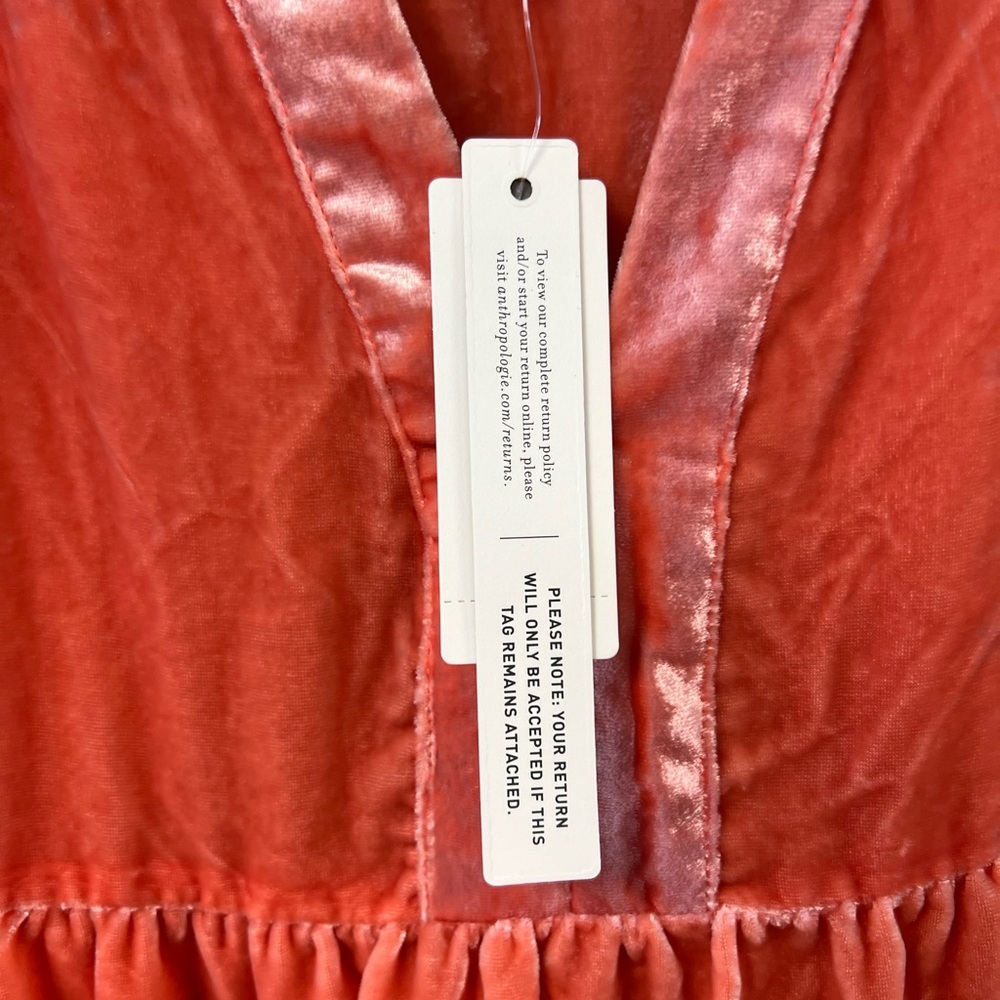 Maeve by Anthropologie Harper Velvet Mini Tunic Dress in Dried Coral Size M NWT - Picture 8 of 13